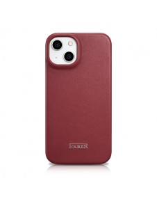 iCarer CE Premium Leather Folio Case iPhone 14 magnetic flip case MagSafe red