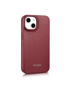 iCarer CE Premium Leather Folio Case iPhone 14 magnetic flip case MagSafe red