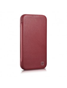 iCarer CE Premium Leather Folio Case iPhone 14 magnetic flip case MagSafe red