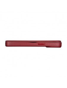 iCarer CE Premium Leather Folio Case iPhone 14 magnetic flip case MagSafe red