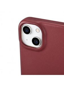 iCarer CE Premium Leather Folio Case iPhone 14 magnetic flip case MagSafe red