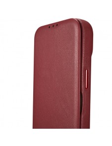 iCarer CE Premium Leather Folio Case iPhone 14 magnetic flip case MagSafe red