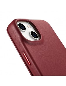 iCarer CE Premium Leather Folio Case iPhone 14 magnetic flip case MagSafe red