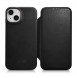 iCarer CE Oil Wax Premium Leather Folio Case iPhone 14 magnetic flip case MagSafe black