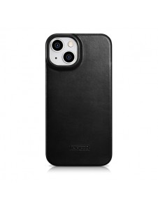 iCarer CE Oil Wax Premium Leather Folio Case iPhone 14 magnetic flip case MagSafe black