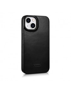 iCarer CE Oil Wax Premium Leather Folio Case iPhone 14 magnetic flip case MagSafe black