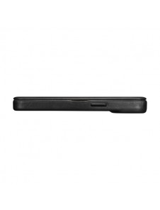iCarer CE Oil Wax Premium Leather Folio Case iPhone 14 magnetic flip case MagSafe black