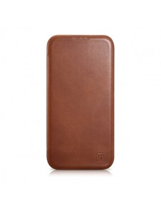 iCarer CE Oil Wax Premium Leather Folio Case iPhone 14 magnetic flip case MagSafe brown