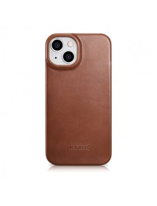 iCarer CE Oil Wax Premium Leather Folio Case iPhone 14 magnetic flip case MagSafe brown