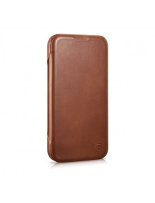 iCarer CE Oil Wax Premium Leather Folio Case iPhone 14 magnetic flip case MagSafe brown
