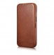 iCarer CE Oil Wax Premium Leather Folio Case iPhone 14 magnetic flip case MagSafe brown
