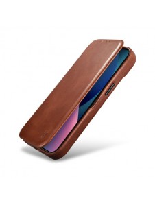 iCarer CE Oil Wax Premium Leather Folio Case iPhone 14 magnetic flip case MagSafe brown