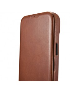 iCarer CE Oil Wax Premium Leather Folio Case iPhone 14 magnetic flip case MagSafe brown