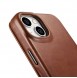 iCarer CE Oil Wax Premium Leather Folio Case iPhone 14 magnetic flip case MagSafe brown