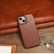 iCarer CE Oil Wax Premium Leather Folio Case iPhone 14 magnetic flip case MagSafe brown