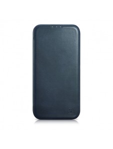 iCarer CE Oil Wax Premium Leather Folio Case iPhone 14 magnetic flip case MagSafe blue