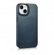 iCarer CE Oil Wax Premium Leather Folio Case iPhone 14 magnetic flip case MagSafe blue