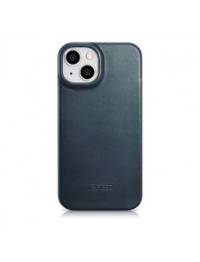 iCarer CE Oil Wax Premium Leather Folio Case iPhone 14 magnetic flip case MagSafe blue