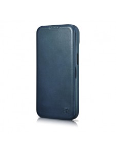 iCarer CE Oil Wax Premium Leather Folio Case iPhone 14 magnetic flip case MagSafe blue