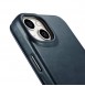 iCarer CE Oil Wax Premium Leather Folio Case iPhone 14 magnetic flip case MagSafe blue