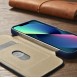 iCarer CE Oil Wax Premium Leather Folio Case iPhone 14 magnetic flip case MagSafe blue