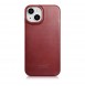 iCarer CE Oil Wax Premium Leather Folio Case iPhone 14 magnetic flip case MagSafe red
