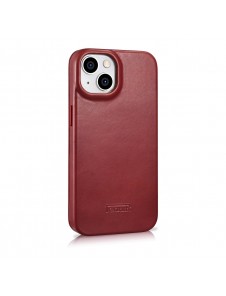 iCarer CE Oil Wax Premium Leather Folio Case iPhone 14 magnetic flip case MagSafe red