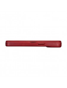 iCarer CE Oil Wax Premium Leather Folio Case iPhone 14 magnetic flip case MagSafe red