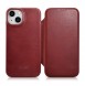 iCarer CE Oil Wax Premium Leather Folio Case iPhone 14 magnetic flip case MagSafe red