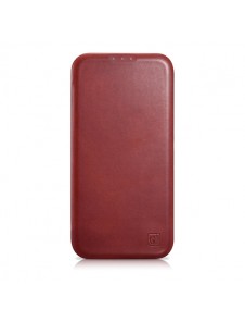iCarer CE Oil Wax Premium Leather Folio Case iPhone 14 magnetic flip case MagSafe red