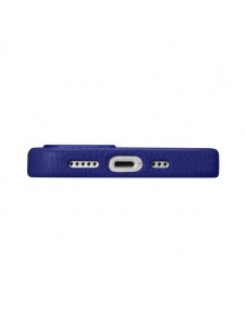 iCarer Litchi Premium Leather Case iPhone 14 Magnetic Leather Case with MagSafe Dark Blue