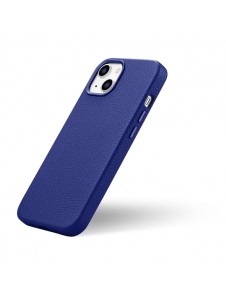 iCarer Litchi Premium Leather Case iPhone 14 Magnetic Leather Case with MagSafe Dark Blue