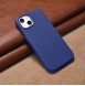 iCarer Litchi Premium Leather Case iPhone 14 Magnetic Leather Case with MagSafe Dark Blue