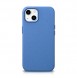 iCarer Litchi Premium Leather Case iPhone 14 Magnetic Leather Case with MagSafe Light Blue