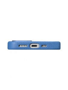 iCarer Litchi Premium Leather Case iPhone 14 Magnetic Leather Case with MagSafe Light Blue