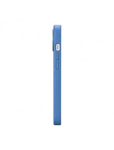 iCarer Litchi Premium Leather Case iPhone 14 Magnetic Leather Case with MagSafe Light Blue