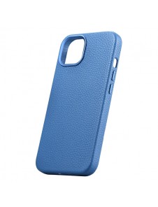 iCarer Litchi Premium Leather Case iPhone 14 Magnetic Leather Case with MagSafe Light Blue