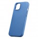 iCarer Litchi Premium Leather Case iPhone 14 Magnetic Leather Case with MagSafe Light Blue