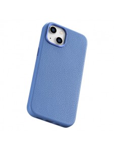 iCarer Litchi Premium Leather Case iPhone 14 Magnetic Leather Case with MagSafe Light Blue