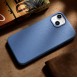 iCarer Litchi Premium Leather Case iPhone 14 Magnetic Leather Case with MagSafe Light Blue