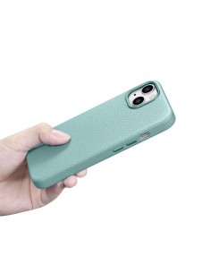 iCarer Litchi Premium Leather Case iPhone 14 Magnetic Leather Case with MagSafe Green