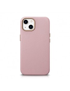 iCarer Litchi Premium Leather Case iPhone 14 Magnetic Leather Case with MagSafe Pink