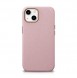 iCarer Litchi Premium Leather Case iPhone 14 Magnetic Leather Case with MagSafe Pink