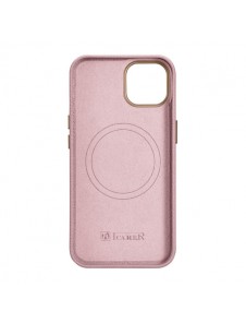 iCarer Litchi Premium Leather Case iPhone 14 Magnetic Leather Case with MagSafe Pink