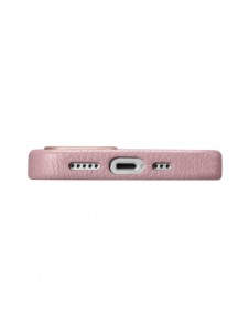iCarer Litchi Premium Leather Case iPhone 14 Magnetic Leather Case with MagSafe Pink