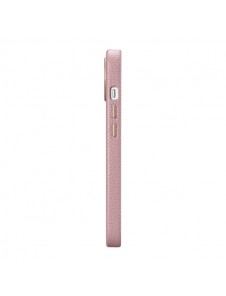 iCarer Litchi Premium Leather Case iPhone 14 Magnetic Leather Case with MagSafe Pink
