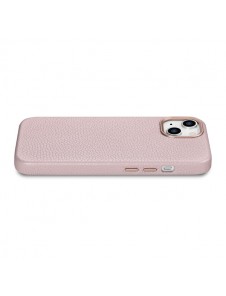 iCarer Litchi Premium Leather Case iPhone 14 Magnetic Leather Case with MagSafe Pink