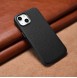iCarer Litchi Premium Leather Case iPhone 14 Magnetic Leather Case with MagSafe Black