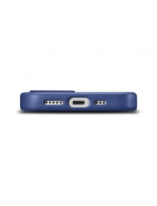 iCarer Case Leather cover for iPhone 14 case made of natural leather blue