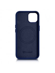 iCarer Case Leather cover for iPhone 14 case made of natural leather blue